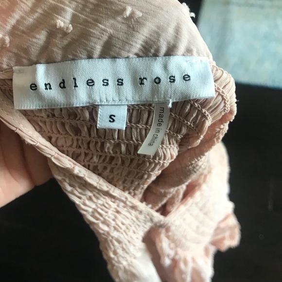 Smoked ruffle swiss dot blouse in nude pink! - Picture 4 of 4